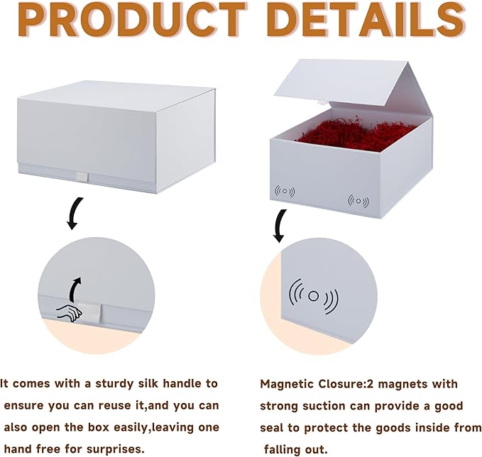 Rsgift 2 Packs Gift Boxes 14x11x7 Inches,White Gift Boxes with Lids,Collapsible Groomsmen Proposal Box with Magnetic,Large Gift Boxes for Presents,Wedding,Christmas,Birthday