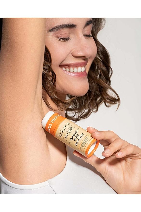 Relance Natural Solid Deodorant, Zero Waste, All Natural Vegetable, Eucalyptus and Orange Patchouli Scents, with Eco-Conscious Packaging (Orange)