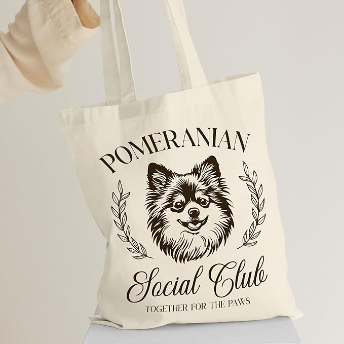 Dog Social Club Canvas Tote Bag, Travel & Daily Use, 16x14 Inch