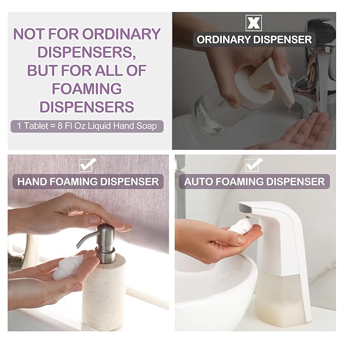 Foaming Hand Soap Tablet Refills Refill Route-6 Pack Foaming Soap Tablets For 6 x 8fl oz Bottles - Plant-Based - Cleansing & Moisturizing - Lavender Scent