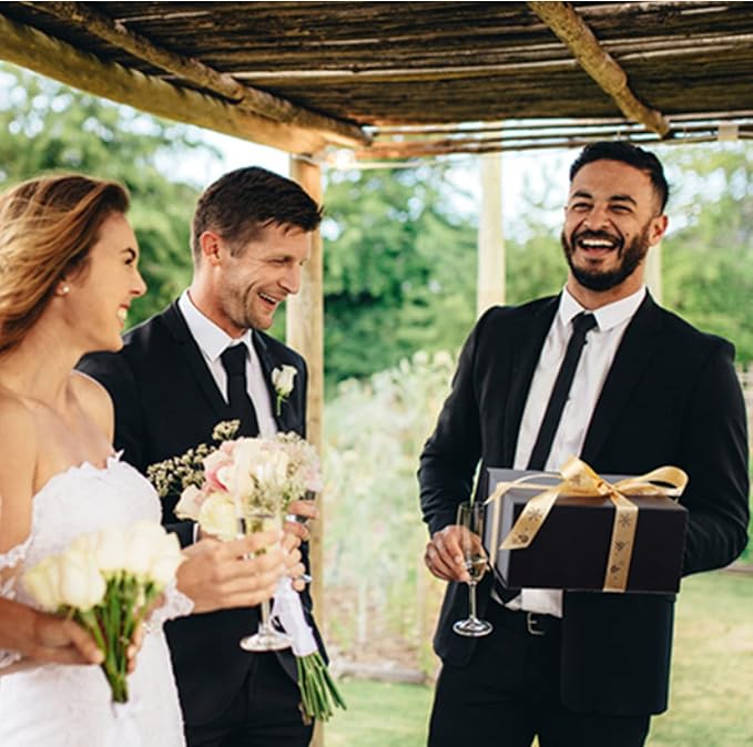 4 Pack 8x8x4 Inches Gift Boxes with Magnetic Closure Lids, Black Magnetic Box for Wedding, Groomsmen Bridesmaid Proposal, Birthdays, Mother's Day