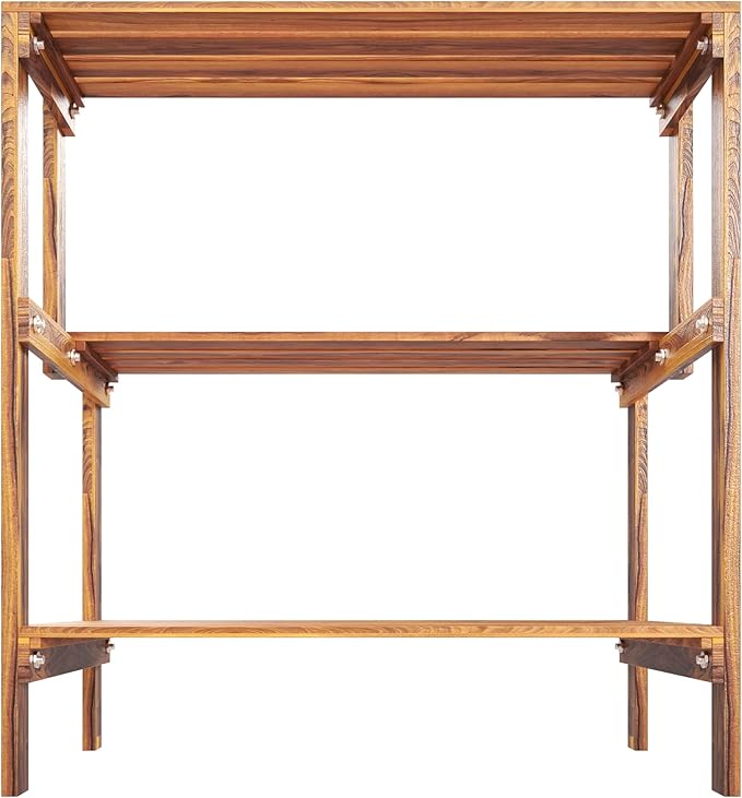 Rustic Acacia Wood Plant Stand, Multi-Tier Indoor Outdoor Corner Display Shelf, Wooden Flower Pot Holder for Home Garden Patio