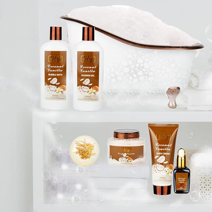Christmas Gifts for Women - 7-Piece Nourishing Bath & Body Gift Set, Bath Collection | Mothers Day Gifts for Mom, Fathers Day Gifts, Birthday Gifts, Self Care Kit, All Occasion Gift for Her & Him