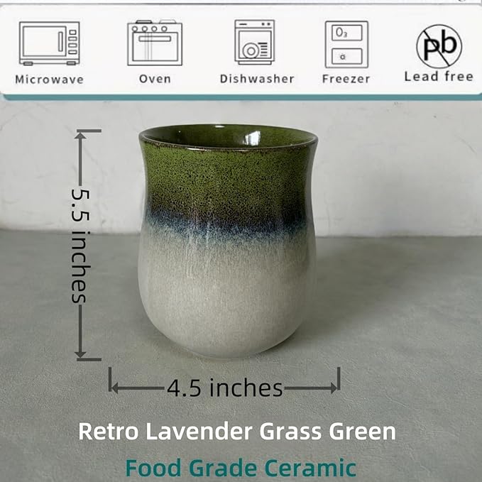 Medium Ceramic Kitchen Utensil Holder for Kitchen Counter Cooking Utensil Holder for Countertop Spatula Holder Small Utensil Crock Cutlery Holder Silverware Flower Vase (Retro Lavender Grass Green)