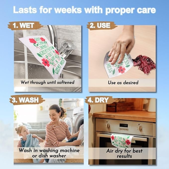 Swedish Dishcloths for Kitchen - Ecofriendly Reusable Paper Towels, Biodegradable Dish Cloths - Cellulose Sponge Dish Cloths for Washing Dishes - 8 Pack (Christian Messages)