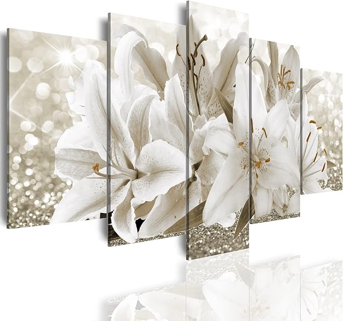 LUDUHU Arts Modern Flower Theme Wall Art - Abstract Orchid Canvas Wall Decor Flower Abstract Painting Still Life Canvas Wall Art for Home Decor (I,Oversize 40x20inch)