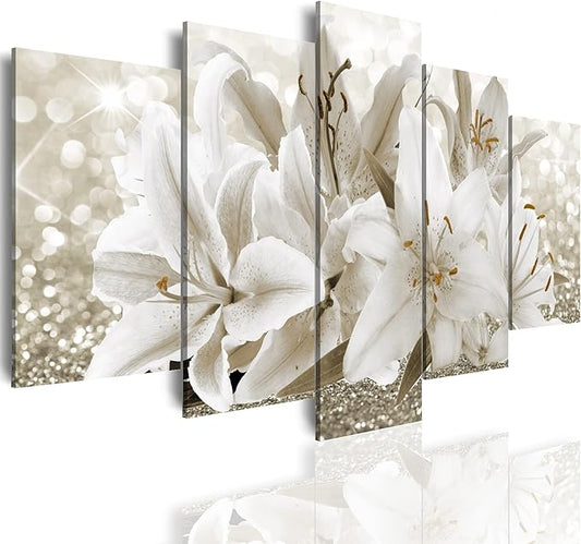 LUDUHU Arts Modern Flower Theme Wall Art - Abstract Orchid Canvas Wall Decor Flower Abstract Painting Still Life Canvas Wall Art for Home Decor (I,Oversize 40x20inch)