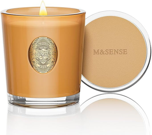 M&SENSE Natural Soy Candle| Santal Brown | 10.2 oz, 55H Burn | Luxury Scented Candle for Relaxation, Gifting, Home Décor | for Bedroom, Office, Party
