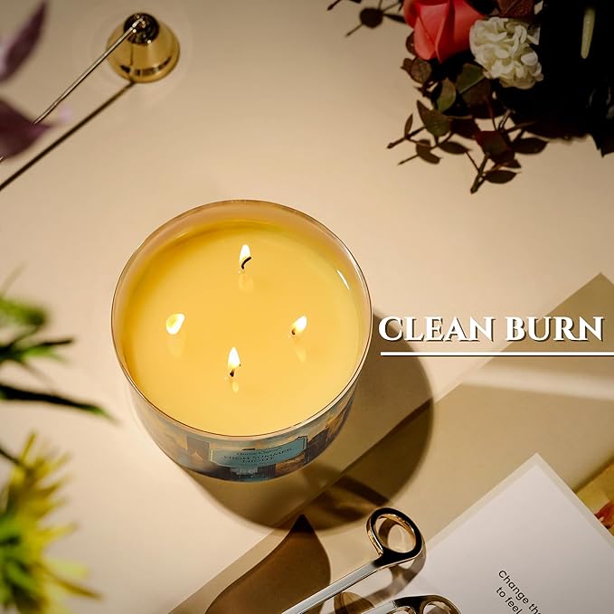 HomeLights High Summer Night Scented Candles | 18oz Soy Candles Industrial Chic 4-Wick Large Candle Jars | Ideal Candle Gifts for Events, Home Decor Stress, Relief & Relaxation