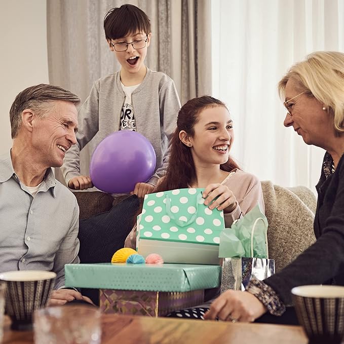 GREEN BEAN 6 Gift Boxes 13x9.7x3.4 Inches, Large Purple Gift Boxes with Lids for Presents, Magnetic Gift Boxes for Clothes, Shirt Gift Boxes (Glossy Metallic Purple, Dot Design Inside)