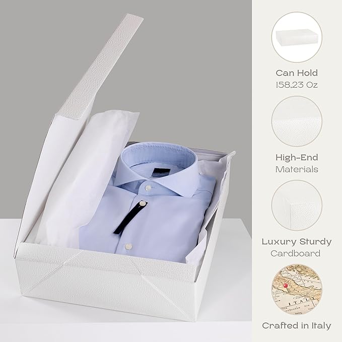 Pack of 10 Gift Boxes for Presents (13.77 x 11 x 3.14 inch) - Ideal for Bridesmaid Proposal Boxes and Wedding Gift Boxes | White Leather