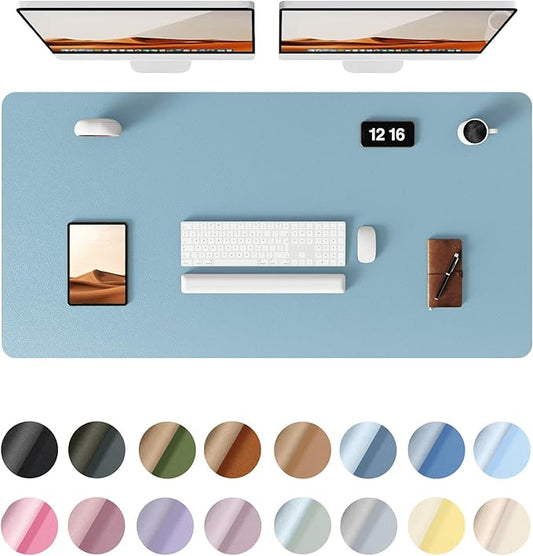 YSAGi Leather Desk Protector, Office Mat, Large Mouse Mat, Non-Slip PU Leather Blotter, Laptop Pad, Waterproof Writing Pad for Office and Home (Ice Blue, 47.2" x 23.6")