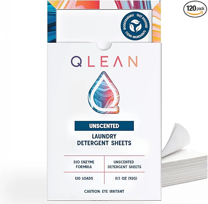 Laundry Detergent Sheets – Travel-Friendly, HE & Standard Washer Safe, Liquidless Laundry Soaps, Quick-Dissolving Formula, Skin-Friendly (120 Loads, Unscented)