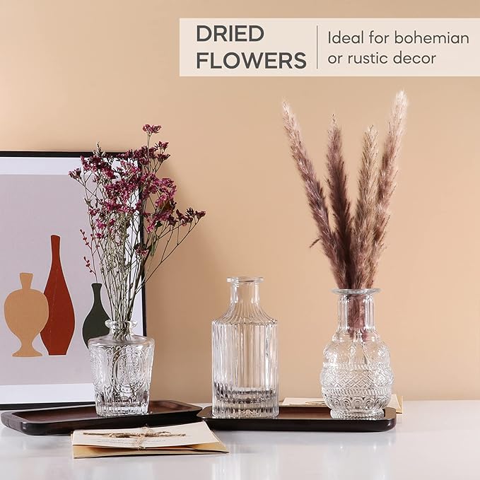 BIGIVACA Glass Bud Vases Set of 12 - Small Clear Flower Vase for Wedding Centerpieces, Home Decor, Party Decorations