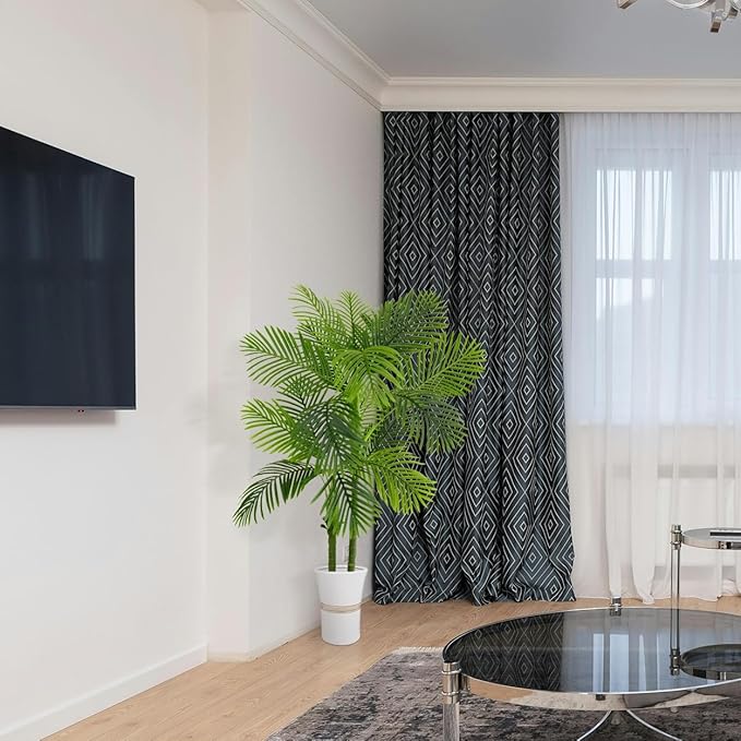 Artificial Palm Tree, 5ft Golden Cane Faux Palm Plant with Basket, Large Phoenix Palm UV Resistant Fake Plants for Indoor Outdoor Home Garden Patio Office Décor