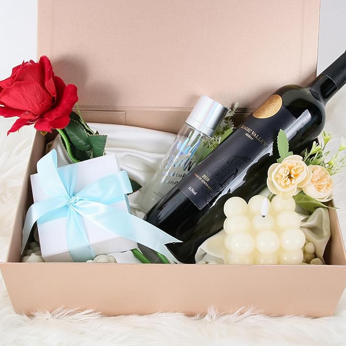 Aimyoo Gold Collapsible Gift Box with Magnetic Closure Lids 13.8x9x4.3 in, Large Bridesmaid Groomsman Proposal Boxes, Rectangle Present Box for Graduation Birthday Storage 1 Pack