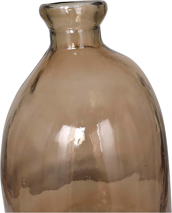 Deco 79 Recycled Glass Abstract Handmade Decorative Vase Tall Curved Spanish Bottle Neck Centerpiece Vase, Flower Vase for Home Decoration 13" x 13" x 29", Brown