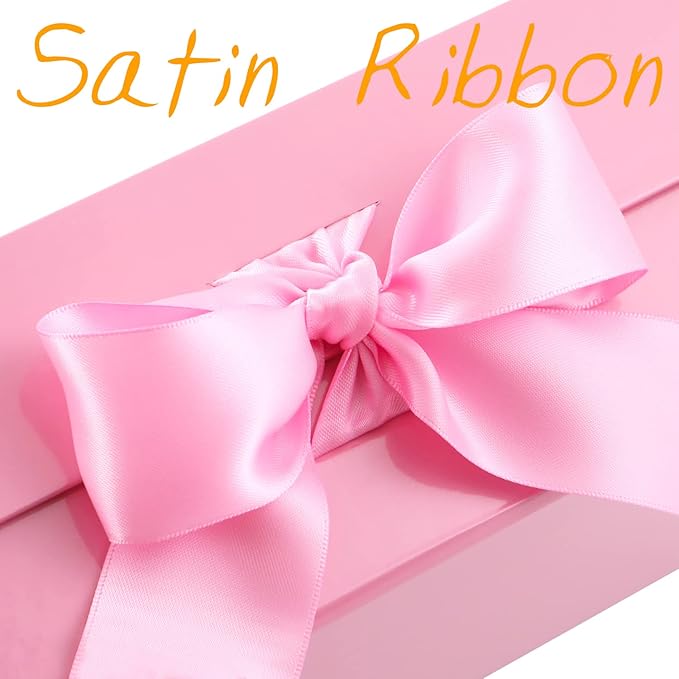Luxury Pink Magnetic Gift Boxes with Ribbon - 6 Large Bridesmaid Proposal Boxes with Lids - 13x9.7x3.4 Inches
