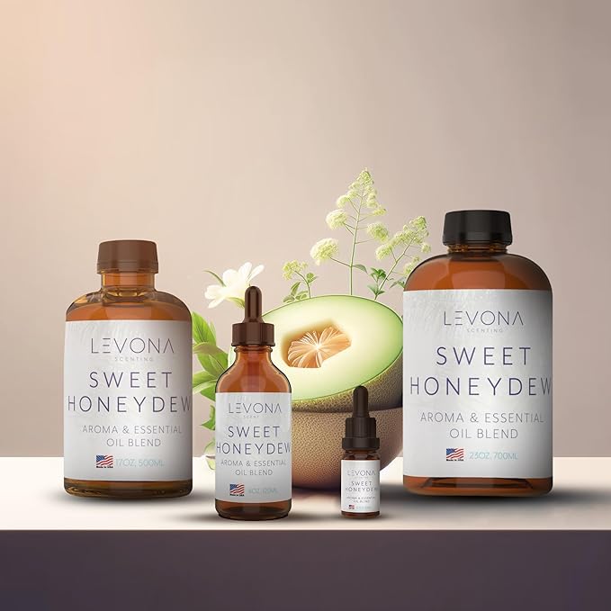 Levona Scent Oil Diffuser Essential Oils: Essential Oils Home Luxury Scents - Sweet Honeydew Essential Oil - Sweet & Fresh Notes of Nectarine and Floral Rose Essential Oil - 700 Ml Fragrance Oils