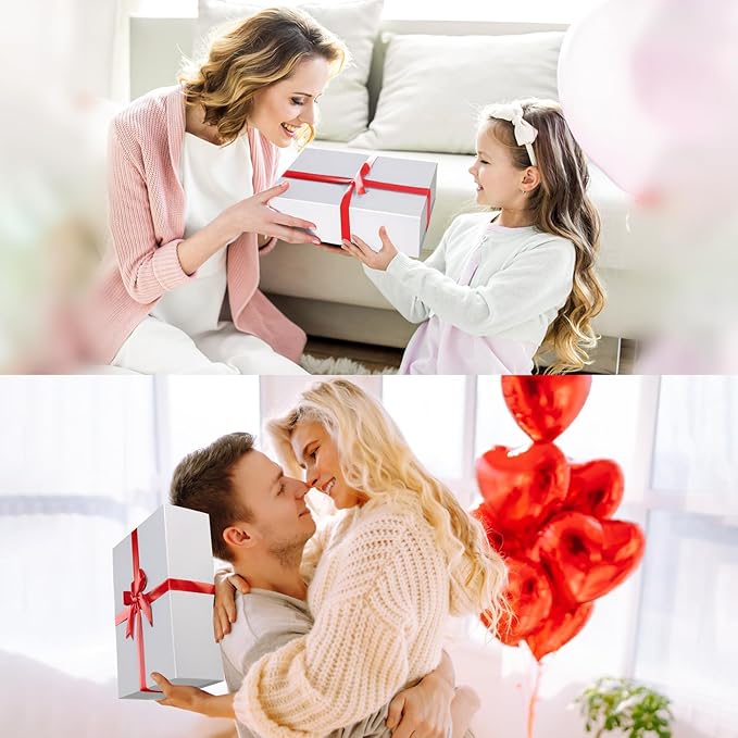 Ditwis 4 Pack 13.8x9x4.3 Inches Gift Boxes with Magnetic Closure Lids, White Magnetic Box for Wedding, Groomsmen Bridesmaid Proposal, Birthdays, Mother's Day