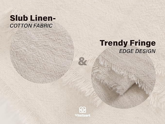 Vitalizart Beige Table Runner 14 x 120 Inches Long Slub Texture Cotton Linen Table Runner for Rustic Home Decorations Dining Room Wedding Decor Reception Bridal Shower Thanksgiving Christmas