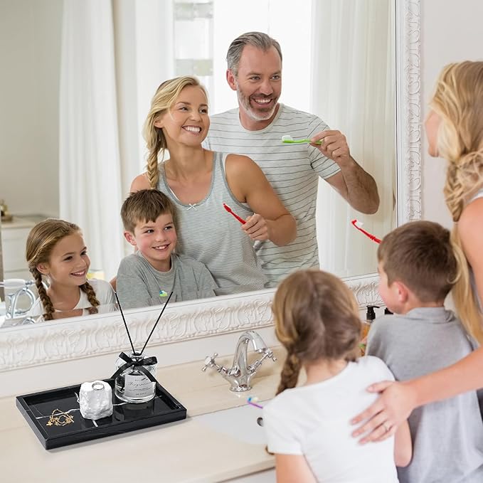 Amauto Natural Marble Vanity Tray Genuine Stone Storage Perfumes Tray Real Luxurious for Home Decor Bathroom/Vanity/Dresser Non-Resin/Non-Ceramic (Black)