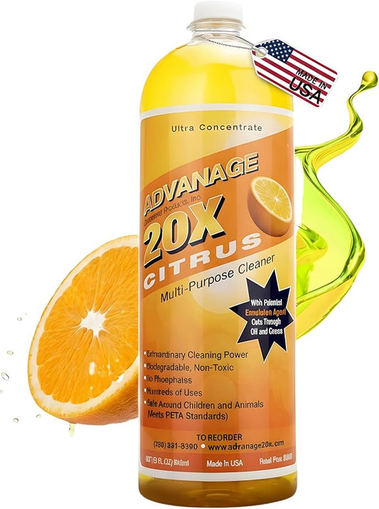 All Purpose Cleaner Concentrate - Advanage 20X The Wonder Cleaner Citrus for All Surfaces Around Bathroom, Kitchen, Oil and Grease | Multi Purpose Cleaner for Household Cleaning Solution | 32 Fl Oz
