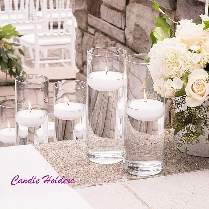 Enova Floral Clear Glass Cylinder Vase 4 x 10 Inches Round Flower Vase, Pillar Candle Floating Candle Holder Vase, Tall Glass Vase for Flowers, Glass Vase for Decor, Wedding Centerpieces (1 Piece)
