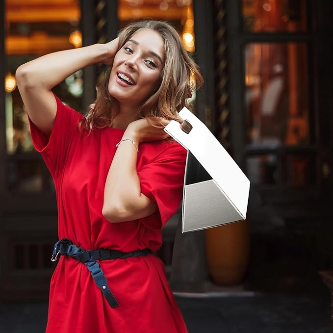 9X6X4.3inch Portable Premium Folding Gift Box with Handles - Reusable Elegant Storage Solution for Birthdays, Weddings, Corporate Events , Eco Friendly Compact Design (White)