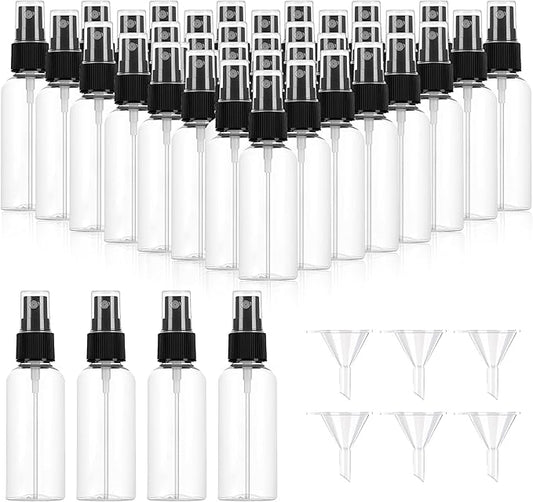 220PCS 30ML Mini Clear Spray Bottles Bulk – Fine Mist Empty Travel Containers with Funnels, Refillable Liquid 1oz Plastic Sprayer for Perfume Essential Oils Toner, Pocket Size Makeup Kit
