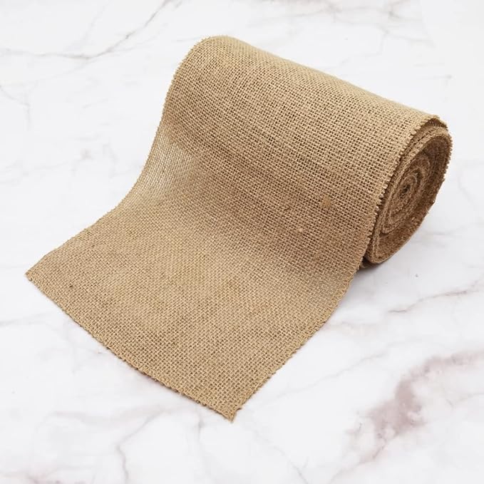 INSPIRELLE 8" Natural Burlap Fabric Roll 10 Yards Jute Ribbon for Gift Wrapping Craft Projects Wedding Decoration Home Decoration 20CM