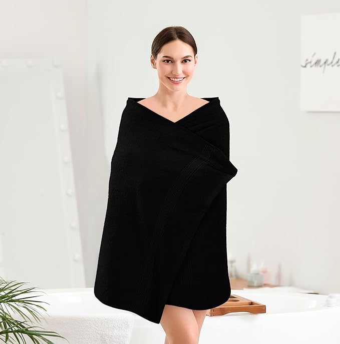 Utopia Towels 4 Pack Premium Bath Towels Set, 27 by 54 Inches, 100% Ring Spun Cotton 600GSM, Lightweight and Highly Absorbent Quick Drying Towels, Perfect for Daily Use, Black