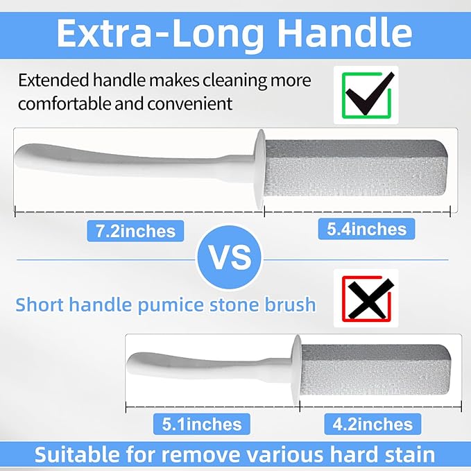 Toilet Pumice Stone for Cleaning, Toilet Bowl Pumice Stone, Extra Long Handle Toilet Bowl Cleaners for Removing Hard Stain Lime. Ideal for Toilet Bathroom Sink Grill Pool(2 Pack White)