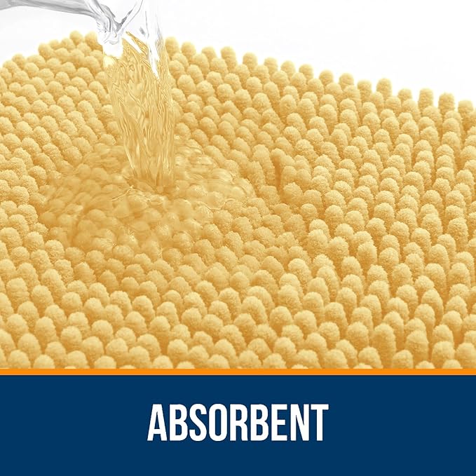 OLANLY Bathroom Rugs 70x24, Extra Soft Absorbent Chenille Bath Rugs, Rubber Backing Quick Dry, Machine Washable Bath Mats for Bathroom Floor, Tub and Shower, Home Decor Accessories, Yellow