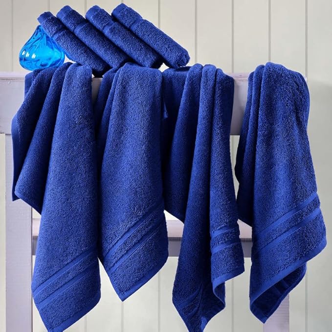 Hawmam Linen Royal Blue Hand Towels 4 Pack Turkish Cotton Premium Quality Soft and Absorbent Small Towels for Bathroom
