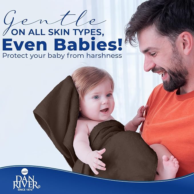 DAN RIVER 8 PC Luxury Bath Towels for Bathroom, 2 Bath, 2 Hand, and 4 Wash Cloths, 600 GSM 100% Ring Spun Cotton Towel Set, Highly Absorbent, Gym, Hotel, and Spa, Brown