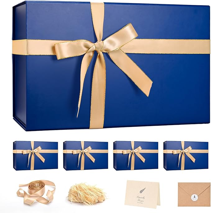LIFELUM Large Gift Box 14"x8.5"x4.5" Christmas Gift Boxes with Lids for Presents for Anniversary Wedding Proposal Birthday Gift boxes with Shredded Filler Card Ribbon