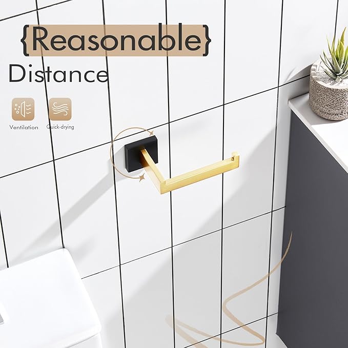 KOKOSIRI Toilet Paper Holders Wall Mounted Toilet Roll Holder for Bathrooms Hardware Washroom T-304 Stainless Steel, Matte Black and Gold B2003GDK