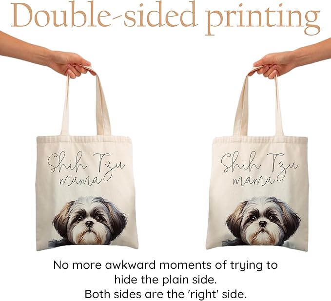 Dog Mama Tote Bag – Cute Dog Lover Canvas Bag, Reusable Shopping Shoulder Bag for Women, Pet Mom Gift,