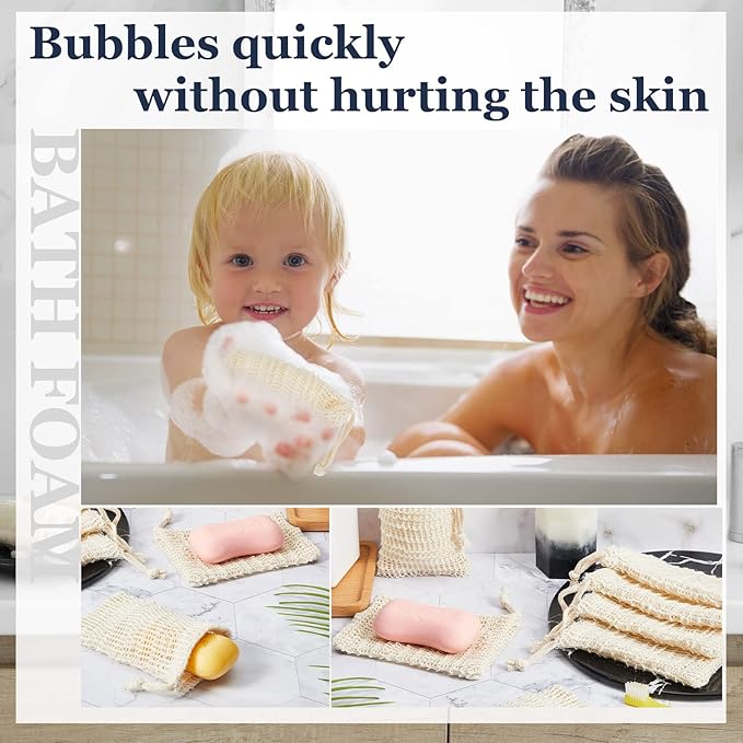 Cunhill 70 Pack Soap Saver Bag Bar Exfoliating Pouch Sisal Soap Savers Mesh Bag with Drawstring Foaming and Drying Holder for Bath and Shower