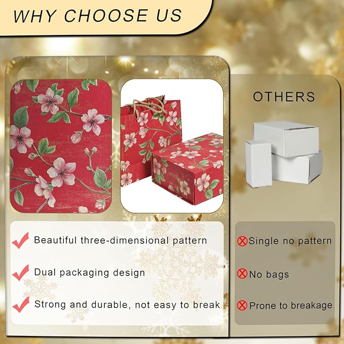 Luxury Gift Box with Magnetic Lid, Finished Size 9.8×7.9×4 In,Collapsible Rectangle Storage Box with Gift Bag for Wedding,Birthday, Party,Christmas,Graduation Gift