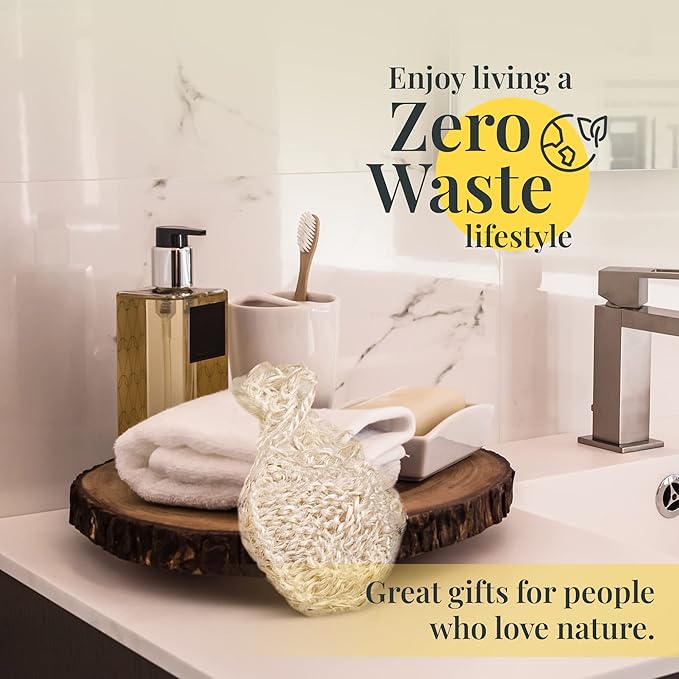 Natural Loofah Body Scrubber – Exfoliating Loofah Sponge, Handwoven Sisal Agave with Soap Pouch, Eco-Friendly Arabic - Turkish Bath Washcloth for Women & Men (2-Pack)