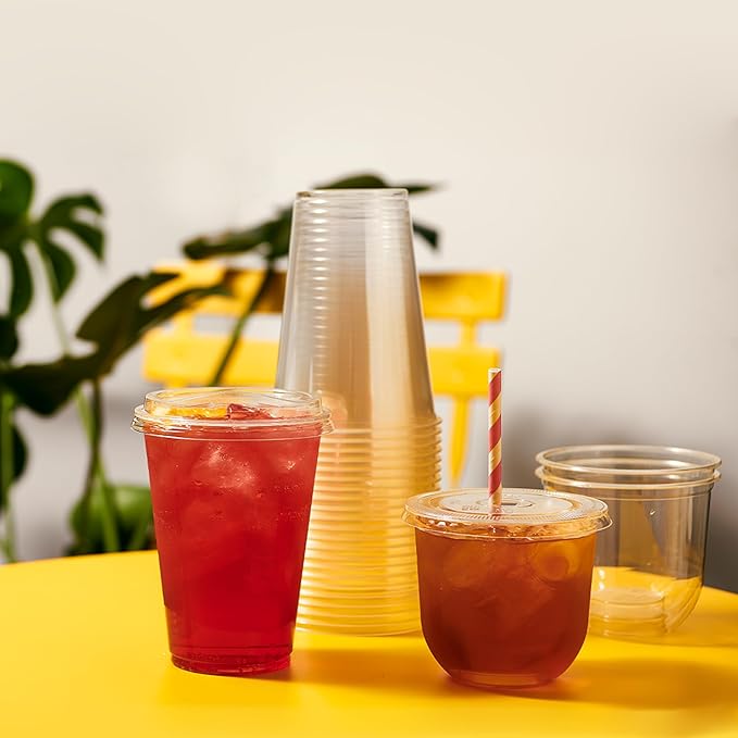 TOSSWARE NATURAL Arc - Plant Based Clear Cold Cups 12 oz - Plastic Alternative for Parties, Bachelorettes, Weddings - Recyclable - Set of 50