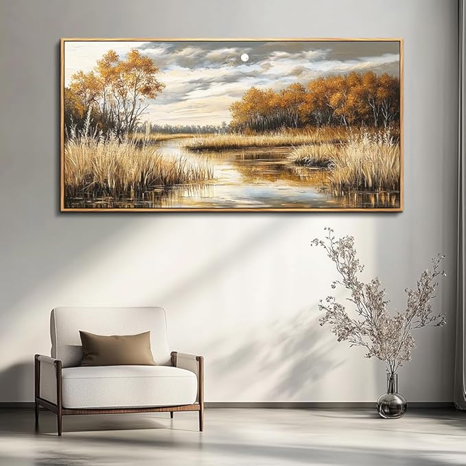 QIYILEXWART Canvas Wall Art For Living Room Large Wall Decor For Office Bedroom Decorations Trees and Rivers Landscape Pictures Farmhouse Painting Artwork Room Wall Mural Aesthetic Home Decor 30x60 In