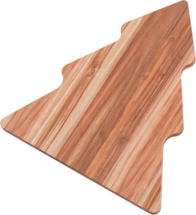 New – 17-Inch Long Large Christmas Tree Charcuterie Board – Acacia Wood Christmas Cutting Board (17x12.5in) Holiday Serving Tray, Winter Cheese Board, Wooden Christmas Platter & Kitchen Decor Gift