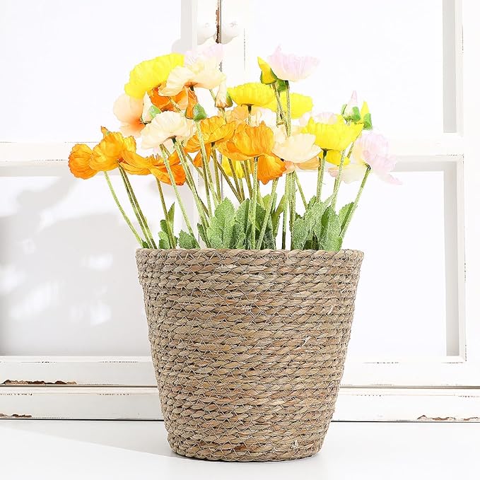 Hemoton Wicker Plant Flower Basket Seagrass Woven Pot Decorative Indoor Planter Versatile Home Storage