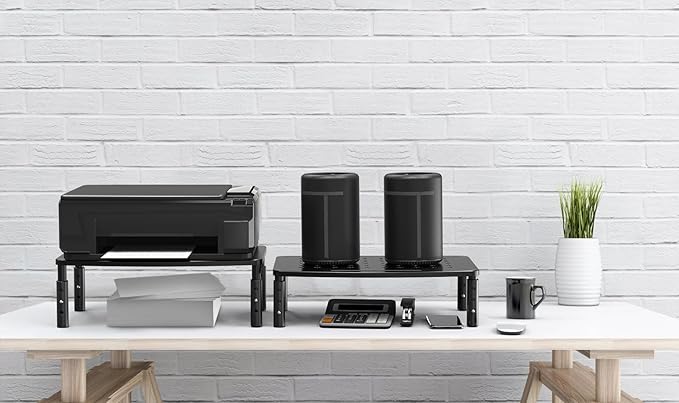 Zimilar 2 Pack Monitor Stands, 3 Height Adjustable Riser for Laptop, Printer, iMac, PC, Premium Metal Stand for 2 Monitors