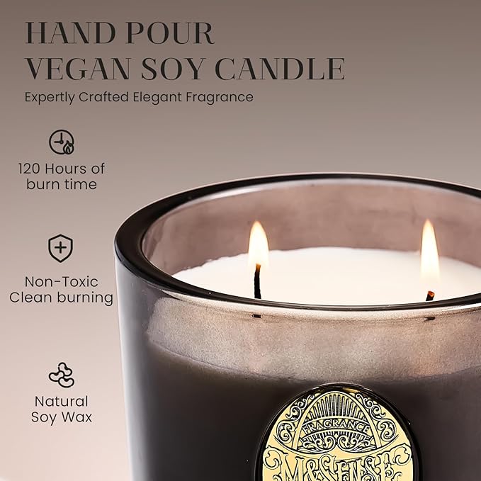 M&SENSE Large Two-Wick Soy Candle | Crisp Chill & Black | 19.8 oz, 120H Burn Time | Luxury Scented Candle for Him,for Relaxation, Gifting, Home Décor | Ideal for Bedroom, Office, Party Ambiance