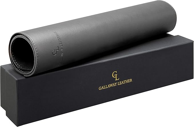 Gallaway Leather Desk Mat,Desk Writing Pad - Office Desk Pad, Medium 24" x 14" Gray, Desk Mats on Top of Desks, Gift Ready Elegant Computer Desk Mat Desk Cover Desk Pad Protector PU Leather