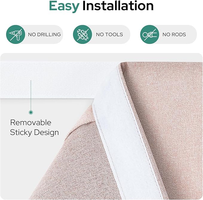 HOMEIDEAS 100% Linen Blackout Sidelight Curtains for Front Door, Side Door Window Curtains, Small Window,Thermal Insulated Covering, 1 Panel, W12 X L68 Inch, Blush Pink